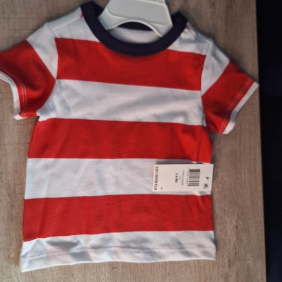 2x $15 babys  boy shirt with White/red stripesped ,and color oregano - Picture 8 of 8